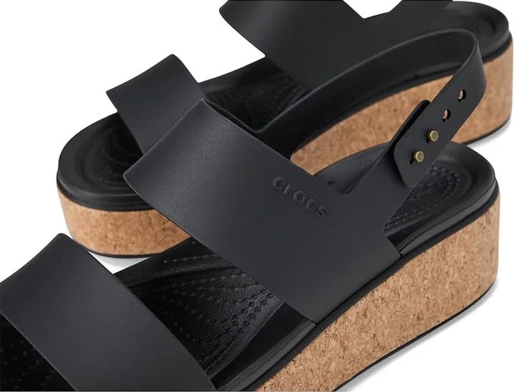 Crocs Brooklyn Cork Low Wedge Women's Sandals Black/Black : 7 M, Synthetic - Image 7
