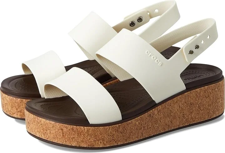 Crocs Brooklyn Cork Low Wedge Women's Sandals Chalk : 11 M, Synthetic