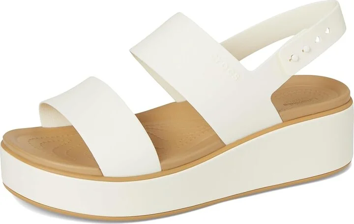 Crocs Brooklyn Low Wedge Women's Sandals Chalk/Tan : 4 M - Image 5