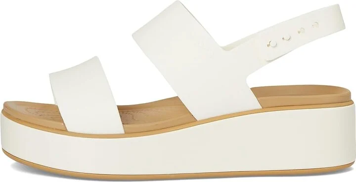 Crocs Brooklyn Low Wedge Women's Sandals Chalk/Tan : 4 M - Image 6