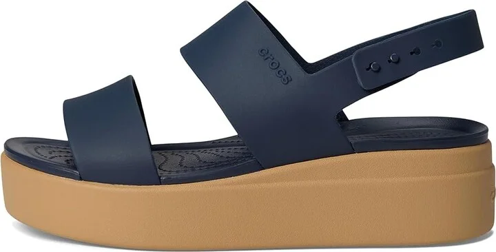 Crocs Brooklyn Low Wedge Women's Sandals Navy/Tan : 10 M - Image 6