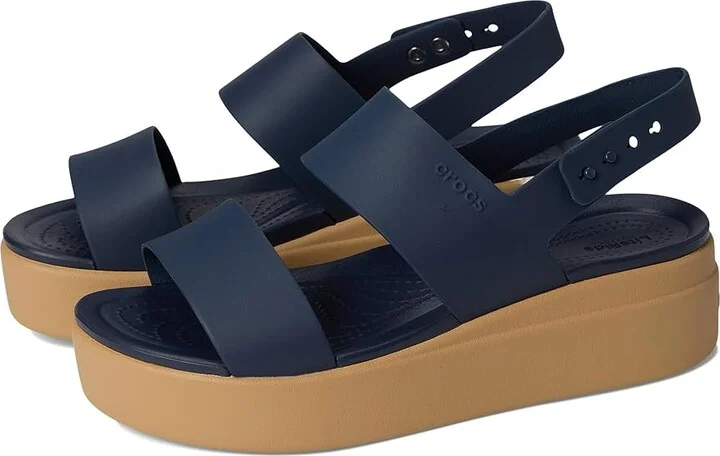 Crocs Brooklyn Low Wedge Women's Sandals Navy/Tan : 10 M