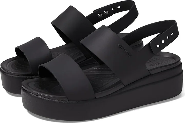 Crocs Brooklyn Low Wedge Women's Wedge Shoes Black/Black : 4 M, Synthetic