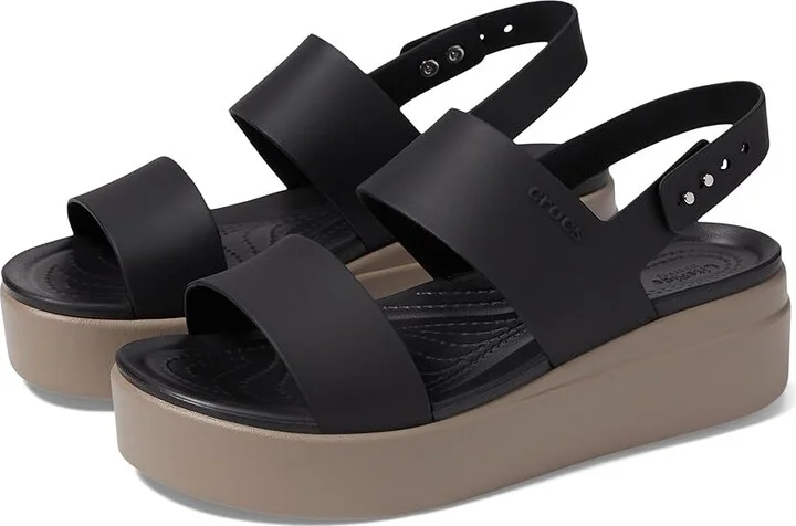 Crocs Brooklyn Low Wedge Women's Wedge Shoes Black/Mushroom : 10 M, Synthetic