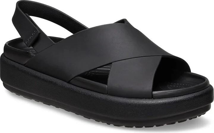 Crocs Brooklyn Luxe Cross Strap Women's Shoes Black : 10 M