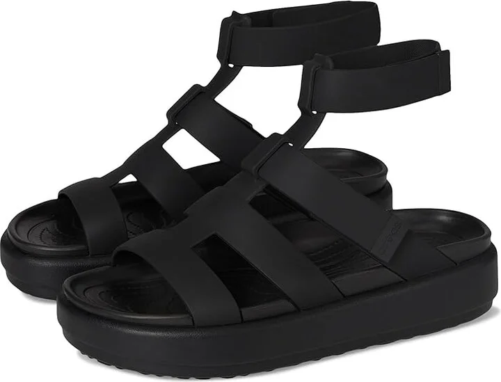Crocs Brooklyn Luxe Gladiator Women's Shoes Black/Black : 5 M, Synthetic