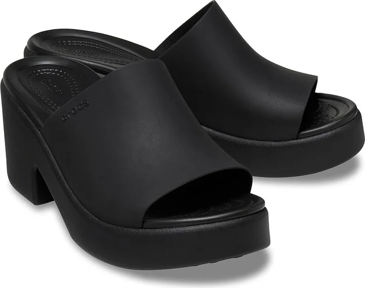 Crocs Brooklyn Slide Heel Women's Shoes Black/Black : 4 M