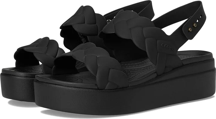 Crocs Brooklyn Woven Low Wedge Women's Sandals Black Woven : 6 M