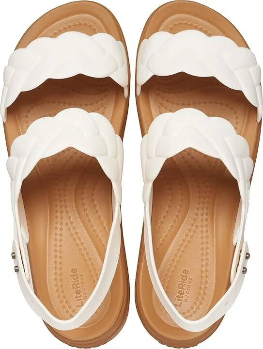 Crocs Brooklyn Woven Low Wedge Women's Sandals Chalk Woven : 4 M - Image 2