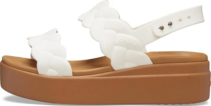 Crocs Brooklyn Woven Low Wedge Women's Sandals Chalk Woven : 4 M - Image 5