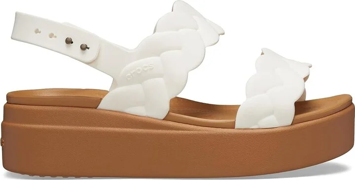 Crocs Brooklyn Woven Low Wedge Women's Sandals Chalk Woven : 4 M - Image 6