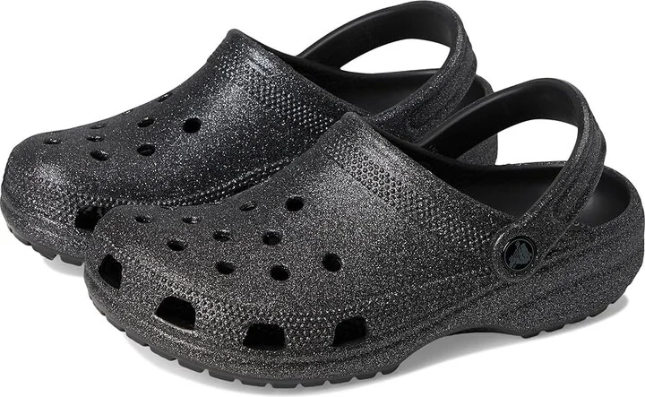 Crocs Classic Clog - Glitter Clog Shoes Black Glitter : Men's 10 - Women's 12 Medium, Synthetic