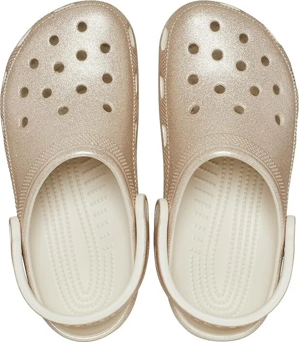 Crocs Classic Clog - Glitter Clog Shoes Champagne Glitter : Men's 2 - Women's 4 Medium, Synthetic - Image 2