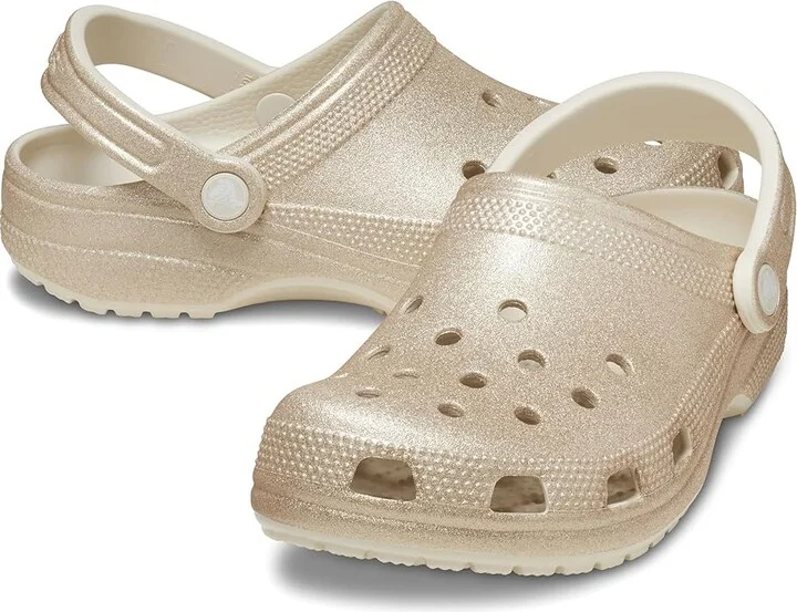 Crocs Classic Clog - Glitter Clog Shoes Champagne Glitter : Men's 2 - Women's 4 Medium, Synthetic