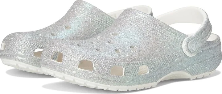 Crocs Classic Clog - Glitter Clog Shoes Iridescent White : Men's 6 - Women's 8 Medium, Synthetic