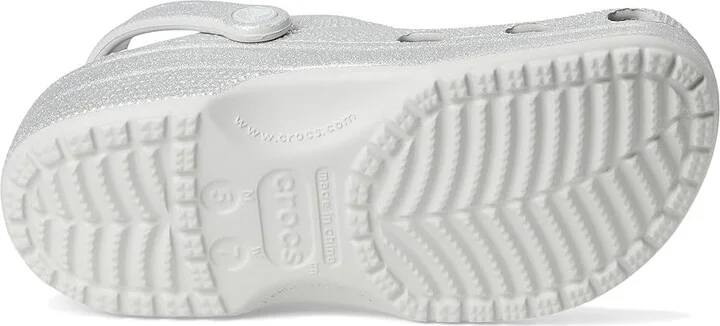 Crocs Classic Clog - Glitter Clog Shoes Silver Glitter : Men's 2 - Women's 4 Medium, Synthetic - Image 3