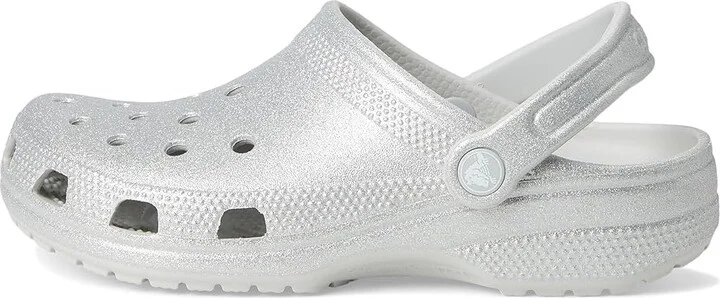 Crocs Classic Clog - Glitter Clog Shoes Silver Glitter : Men's 2 - Women's 4 Medium, Synthetic - Image 6