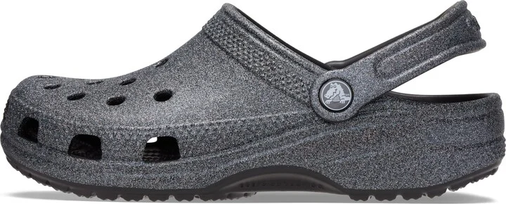 Crocs Classic Clog – Glitter Unisex Clogs for Women and Men - Croslite™ Upper – Adjustable Heel Strap - Glitter Black/Glitter Rainbow Men's 2