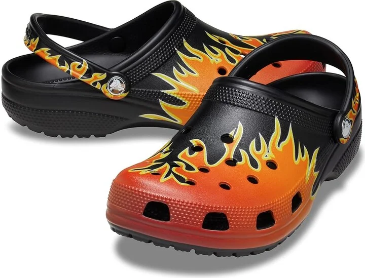 Crocs Classic Clog - Seasonal Graphic Clog Shoes Black/Multi : Men's 3 - Women's 5 Medium, EVA