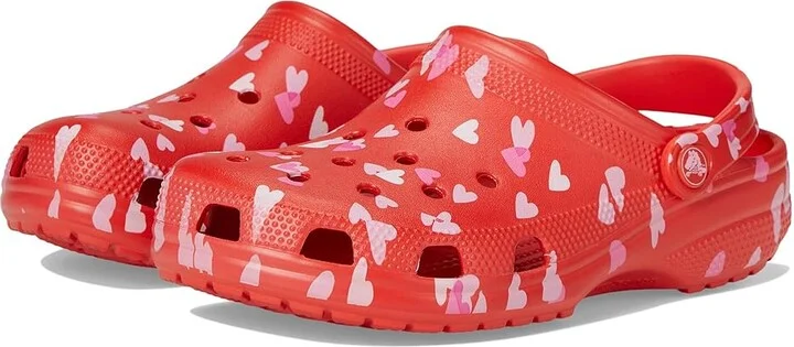Crocs Classic Clog - Seasonal Graphic Clog Shoes Cherry Red/Hearts & Butterflies : Men's 4 - Women's 6 Medium