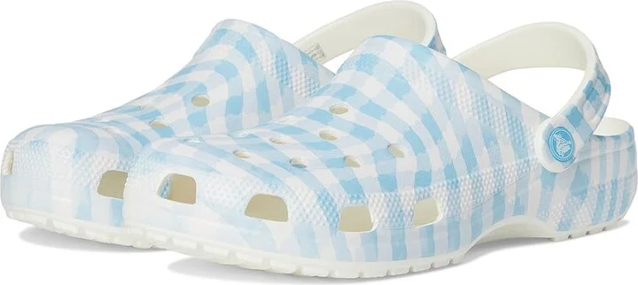Crocs Classic Clog - Seasonal Graphic Clog Shoes White/Blue 1 : Men's 4 - Women's 6 Medium, EVA