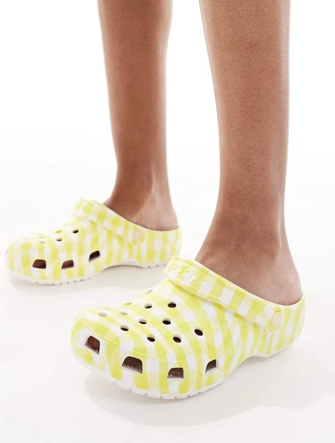 Crocs Classic clogs in yellow gingham