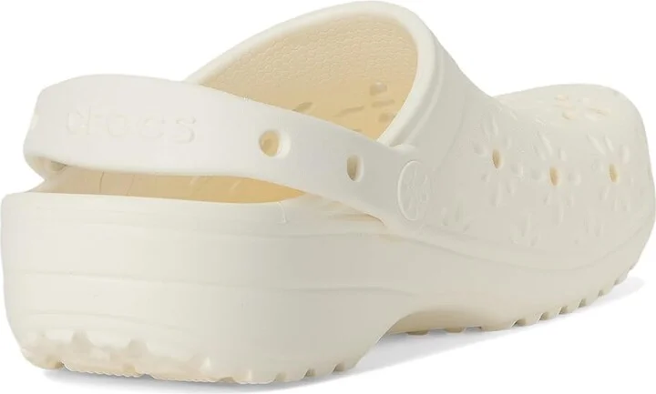 Crocs Classic Clogs with Floral Cut Out Design Slippers Chalk : Men's 4 - Women's 6 Medium, Rubber/Vinyl - Image 4