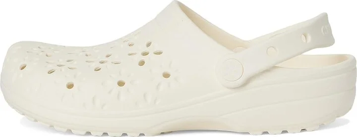 Crocs Classic Clogs with Floral Cut Out Design Slippers Chalk : Men's 4 - Women's 6 Medium, Rubber/Vinyl - Image 6