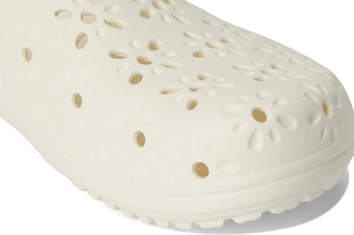Crocs Classic Clogs with Floral Cut Out Design Slippers Chalk : Men's 4 - Women's 6 Medium, Rubber/Vinyl - Image 7