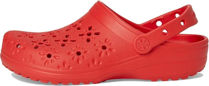 Crocs Classic Clogs with Floral Cut Out Design Slippers Cherry Red : Men's 3 - Women's 5 Medium, Rubber/Vinyl - Image 6