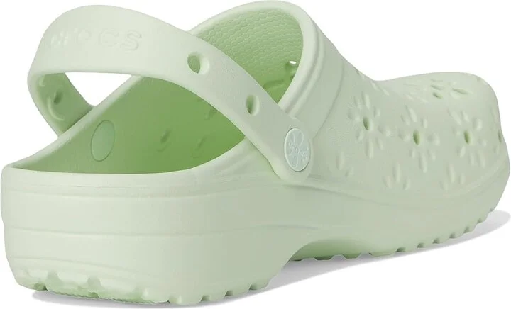 Crocs Classic Clogs with Floral Cut Out Design Slippers Jade Tint : Men's 2 - Women's 4 Medium, Rubber/Vinyl - Image 4