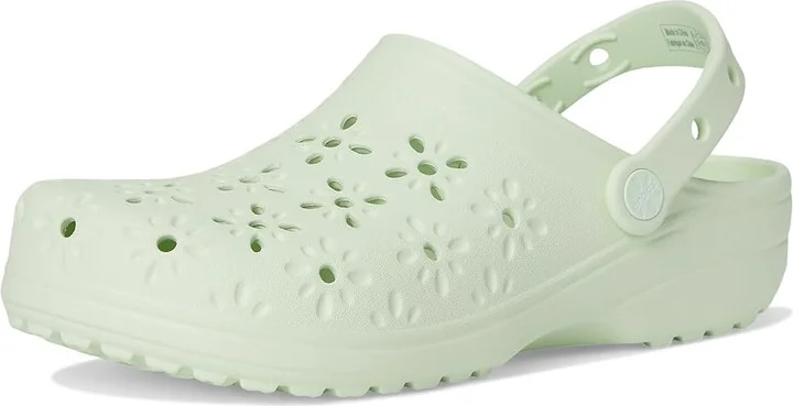 Crocs Classic Clogs with Floral Cut Out Design Slippers Jade Tint : Men's 2 - Women's 4 Medium, Rubber/Vinyl - Image 5