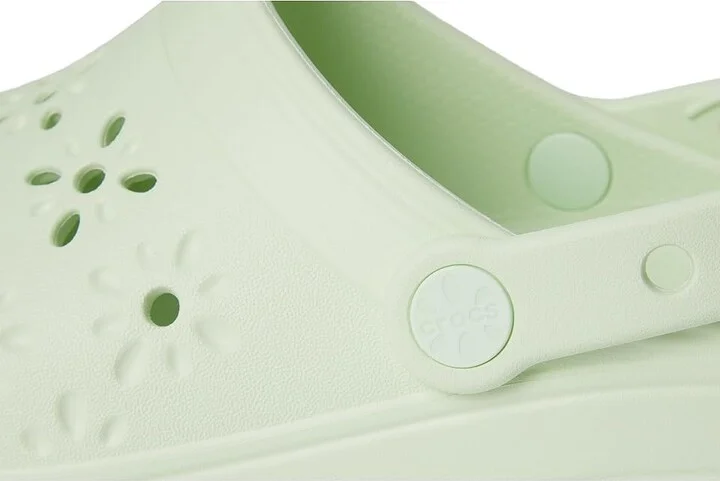 Crocs Classic Clogs with Floral Cut Out Design Slippers Jade Tint : Men's 2 - Women's 4 Medium, Rubber/Vinyl - Image 7