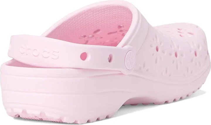 Crocs Classic Clogs with Floral Cut Out Design Slippers Pink Milk : Men's 4 - Women's 6 Medium, Rubber/Vinyl - Image 4