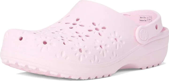 Crocs Classic Clogs with Floral Cut Out Design Slippers Pink Milk : Men's 4 - Women's 6 Medium, Rubber/Vinyl - Image 5
