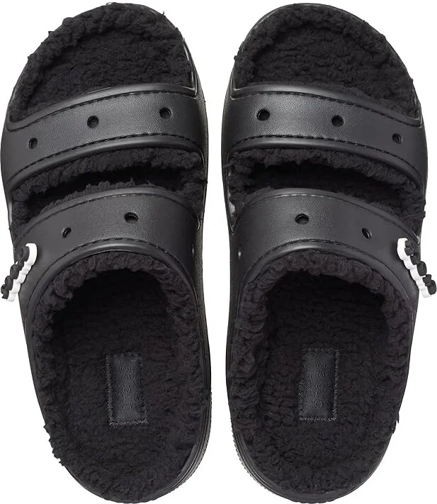Crocs Classic Cozzzy Sandals Shoes Black/Black : Men's 2 - Women's 4 Medium, Textile - Image 2