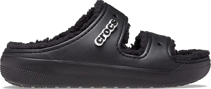 Crocs Classic Cozzzy Sandals Shoes Black/Black : Men's 2 - Women's 4 Medium, Textile - Image 6