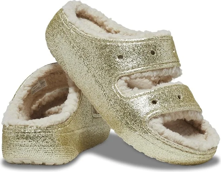 Crocs Classic Cozzzy Sandals Shoes Stucco/Glitter : Men's 3 - Women's 5 Medium, Synthetic