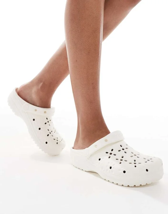 Crocs Classic floral cut-out clogs in chalk