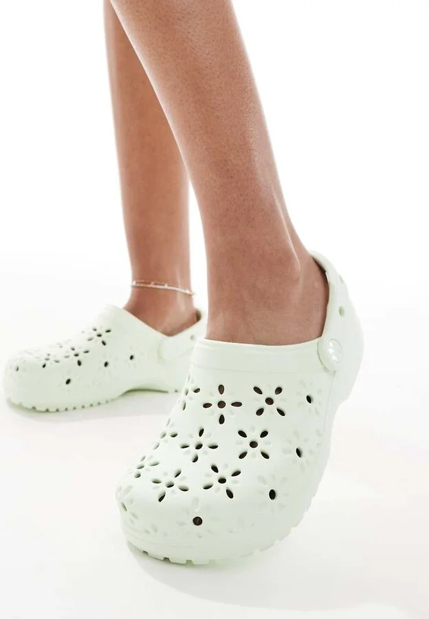 Crocs Classic floral cut-out clogs in jade tint