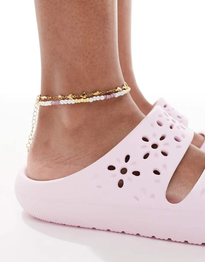 Crocs Classic floral cut-out sandals in pink milk - Image 4