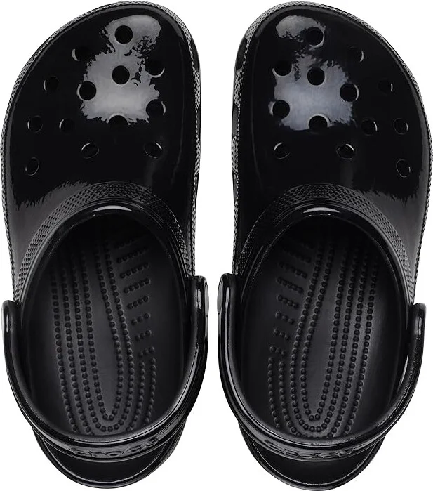 Crocs Classic High Shine Clog Shoes Black High Shine : Men's 2 - Women's 4 Medium, Synthetic - Image 2