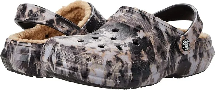 Crocs Classic Lined Tie-Dye Clog Shoes Black/Bleach Dye : Men's 4 - Women's 6 Medium