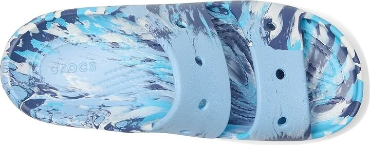 Crocs Classic Marbled Sandals Wedge Shoes Blue Calcite/Multi : Men's 5 - Women's 7 Medium, Synthetic - Image 2