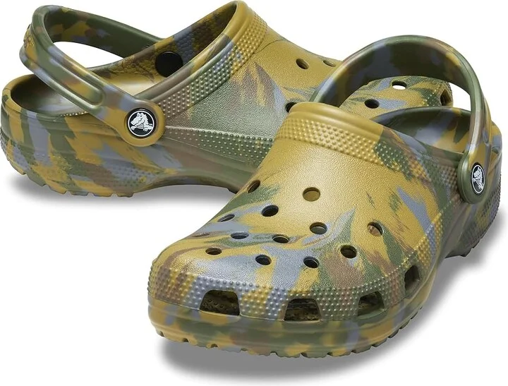 Crocs Classic Marbled Tie-Dye Clog Clog Shoes Aloe/Multi : Men's 3 - Women's 5 Medium, Synthetic