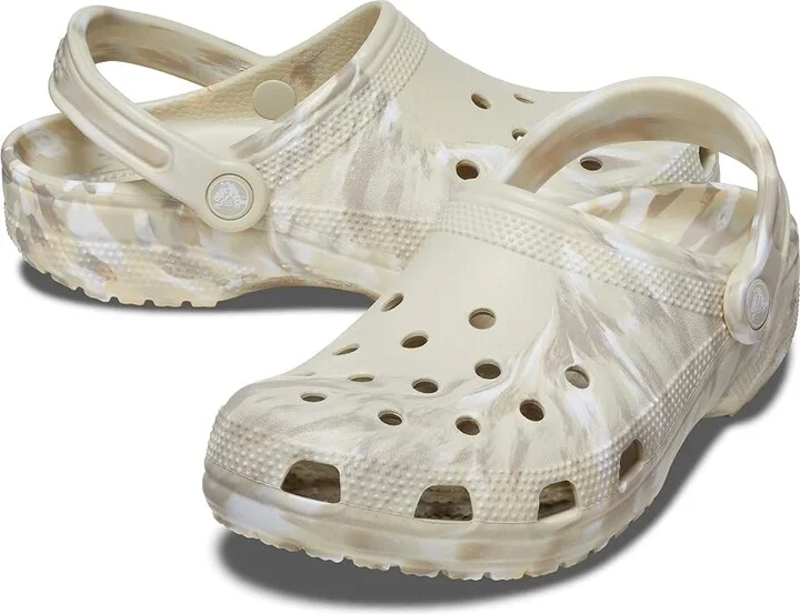 Crocs Classic Marbled Tie-Dye Clog Clog Shoes Bone/Multi : Men's 13 - Women's 15 Medium, Synthetic - Image 3