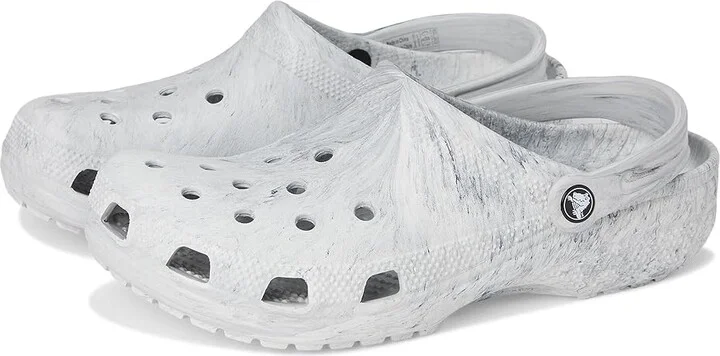 Crocs Classic Marbled Tie-Dye Clog Clog Shoes Grey Swirl : Men's 12 - Women's 14 Medium, Synthetic