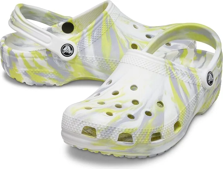 Crocs Classic Marbled Tie-Dye Clog Clog Shoes White/Microchip : Men's 10 - Women's 12 Medium, Synthetic