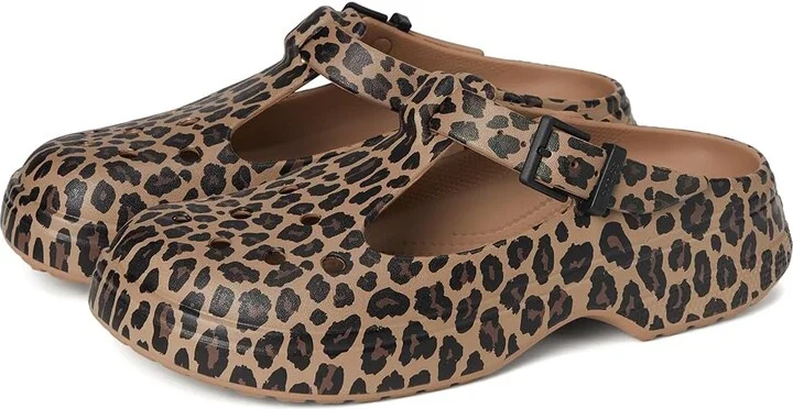 Crocs Classic Mary Jane Clogs Slippers Sepia/Leopard : Men's 7 - Women's 9 Medium, EVA