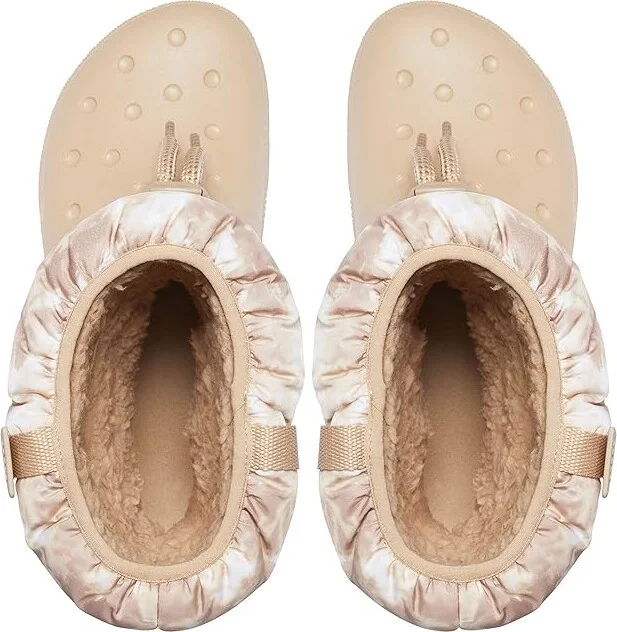 Crocs Classic Neo Puff Luxe Boot Women's Shoes Chai/White : 4 M, Textile - Image 2